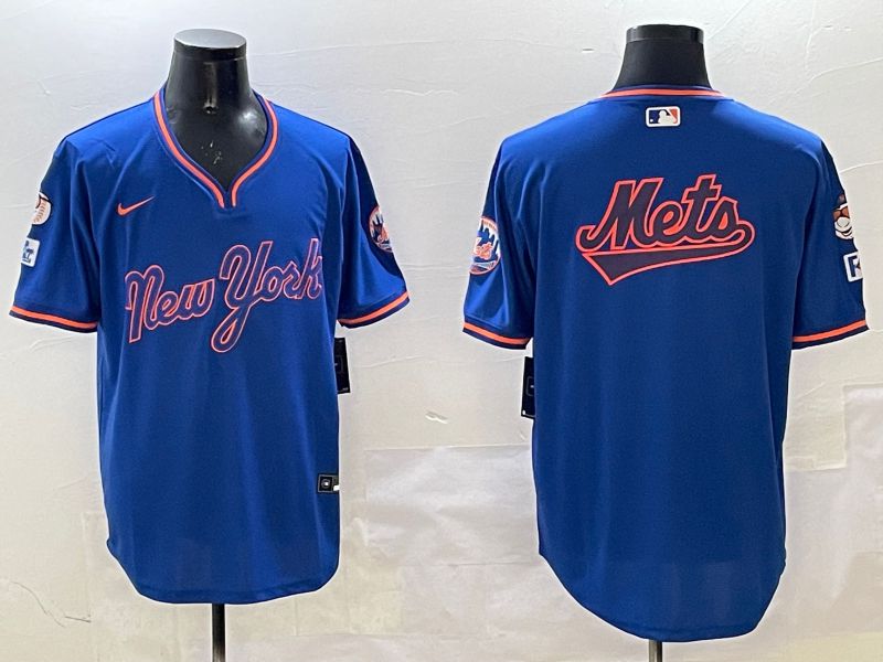 Men New York Mets Blank Blue Throwback Game 2025 Nike MLB Jersey style 3
